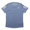 ADIDAS Mens Blue Polyester Blend T-Shirt S Short Sleeve Crew Neck Sports Gym