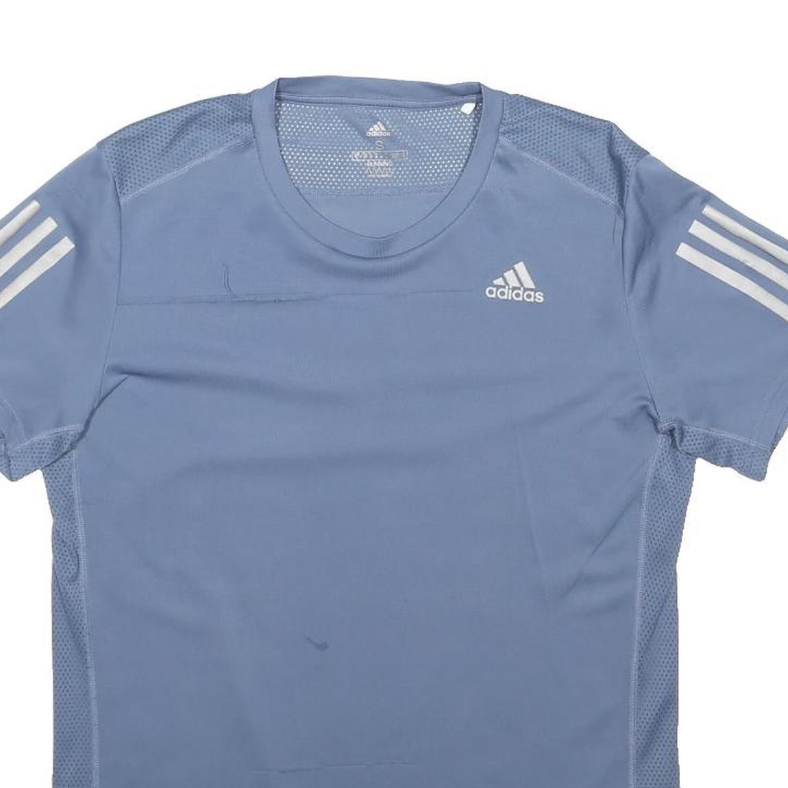 ADIDAS Mens Blue Polyester Blend T-Shirt S Short Sleeve Crew Neck Sports Gym