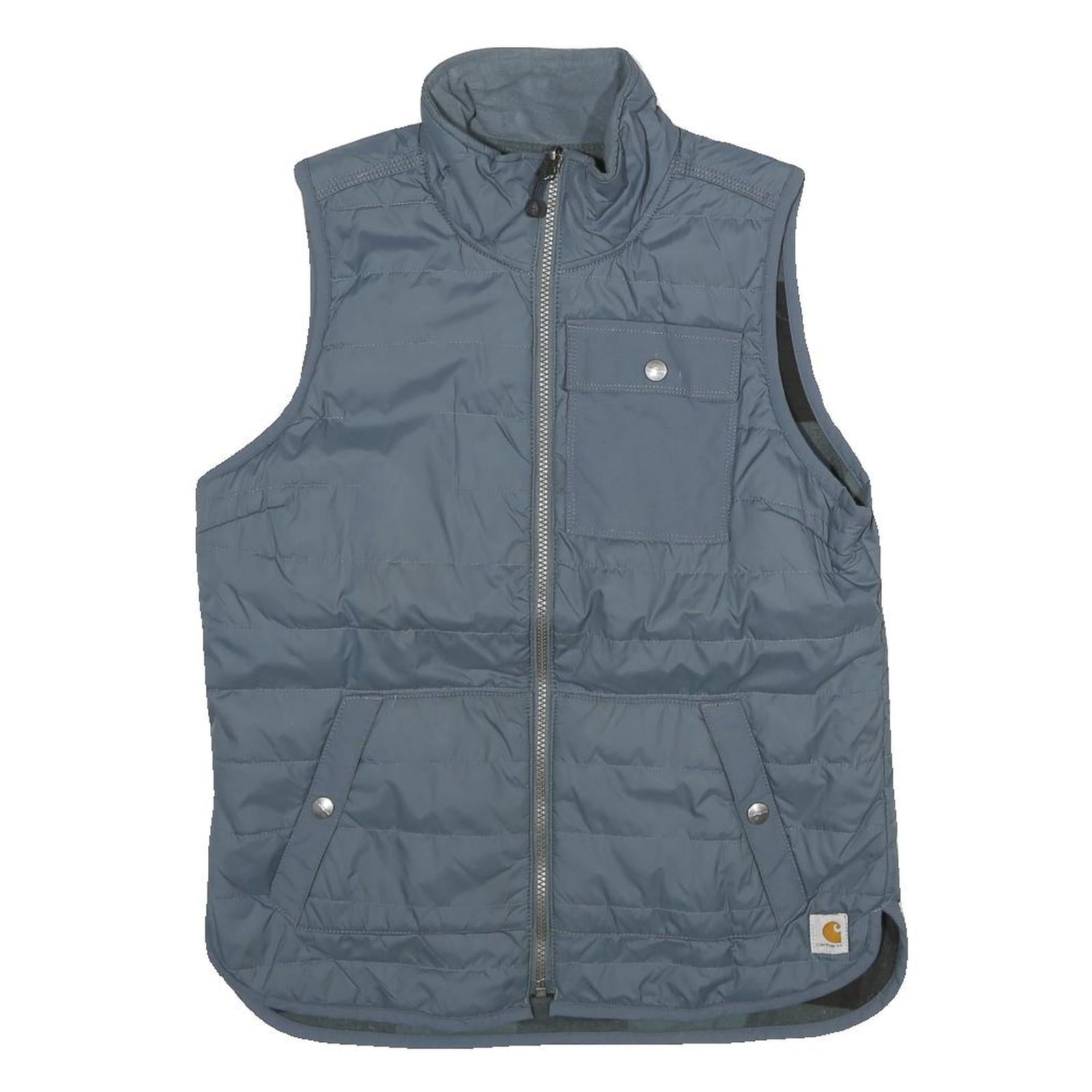 CARHARTT Womens Grey & Black Reversible Quilted Gilet Jacket M Polyester Zip