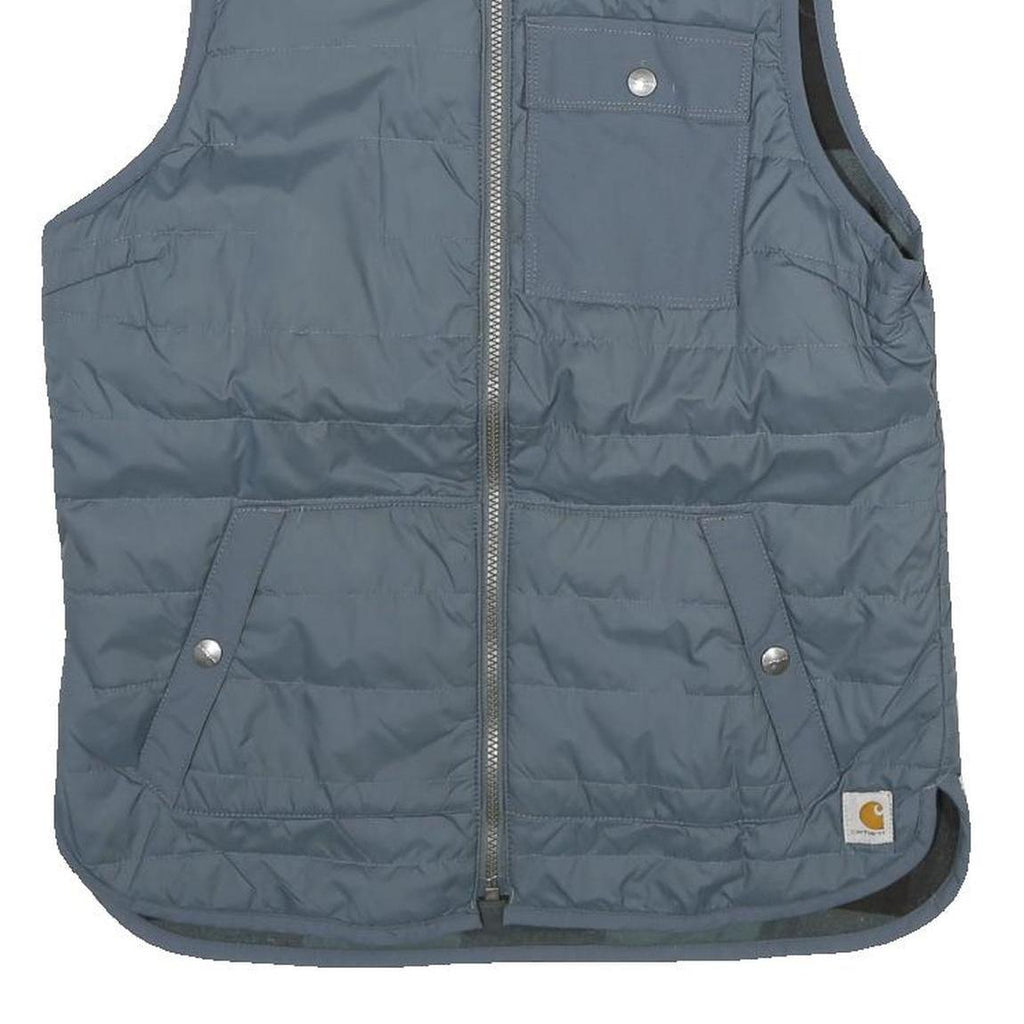 CARHARTT Womens Grey & Black Reversible Quilted Gilet Jacket M Polyester Zip