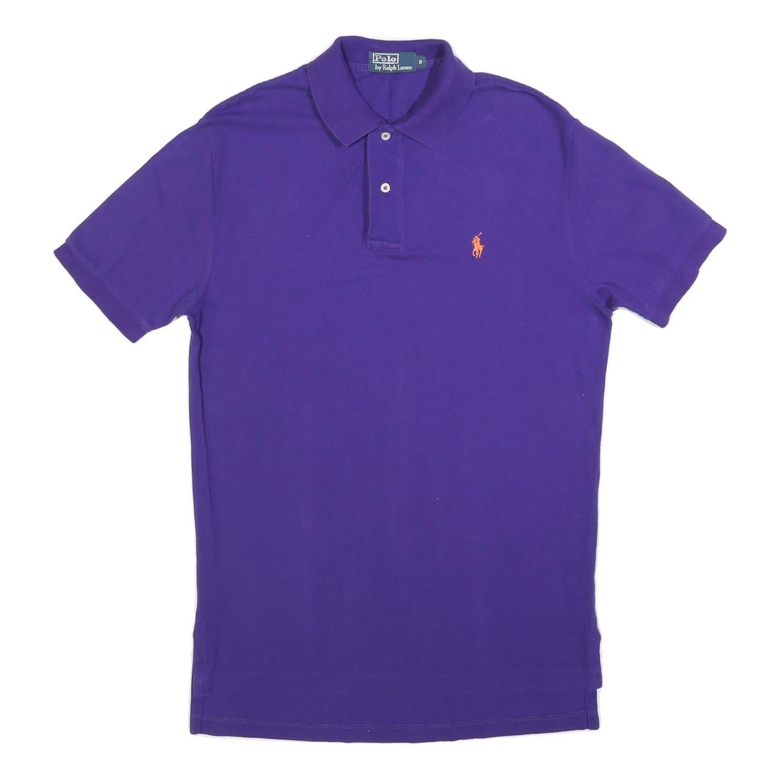 POLO RALPH LAUREN Mens Purple Short Sleeve Plain S Cotton Polo Shirt