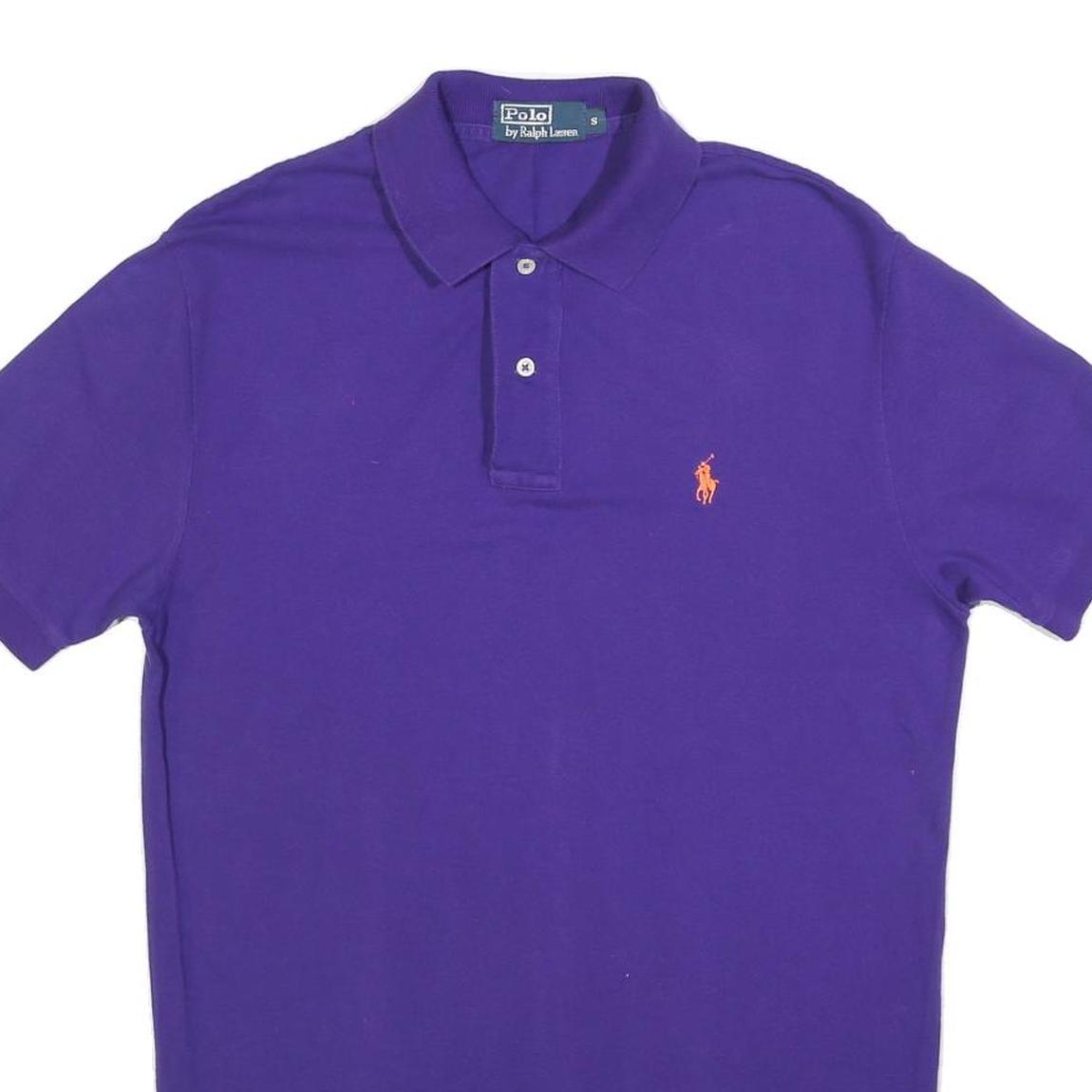 POLO RALPH LAUREN Mens Purple Short Sleeve Plain S Cotton Polo Shirt