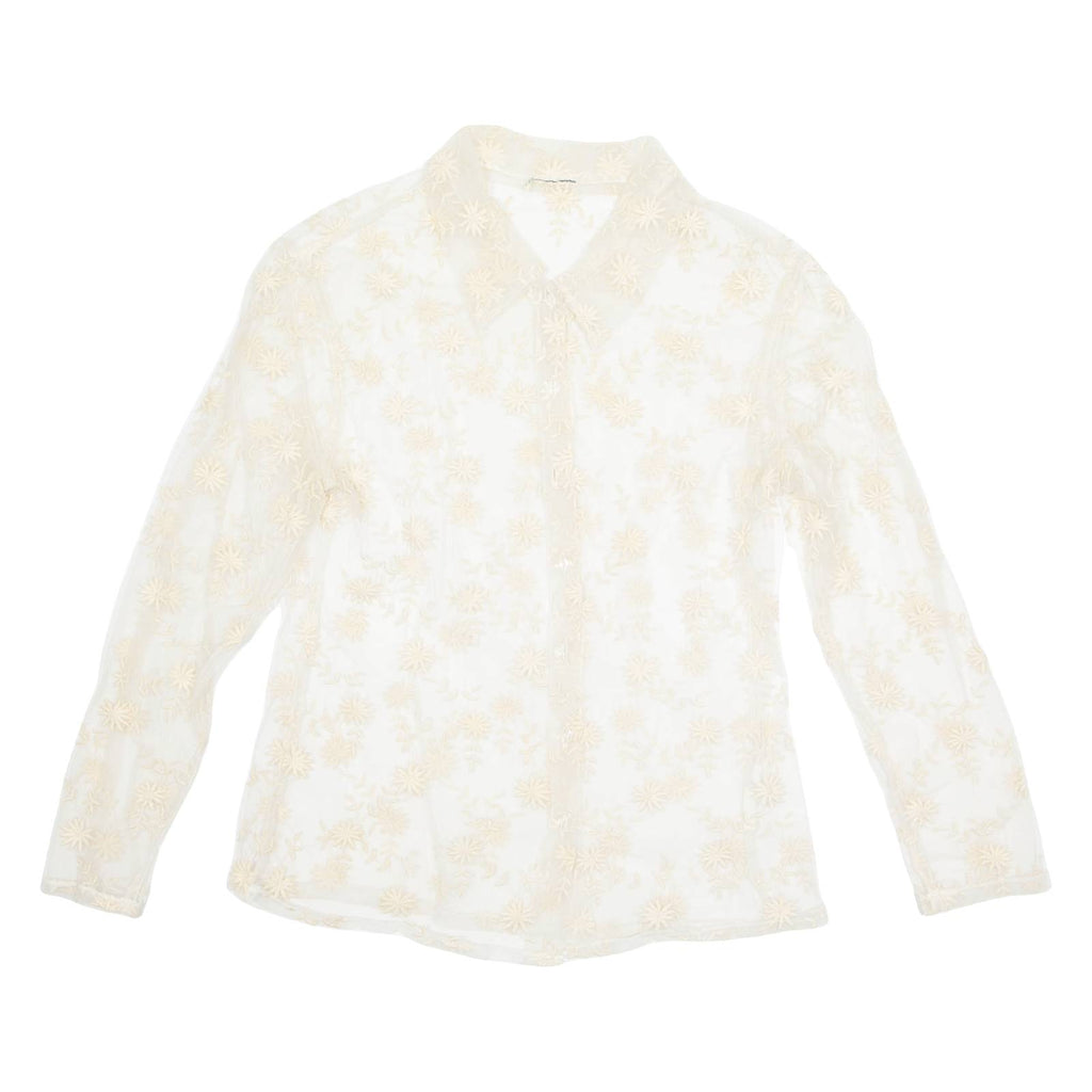 Sheer Womens Shirt White Long Sleeve Floral S