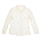 Sheer Womens Shirt White Long Sleeve Floral S