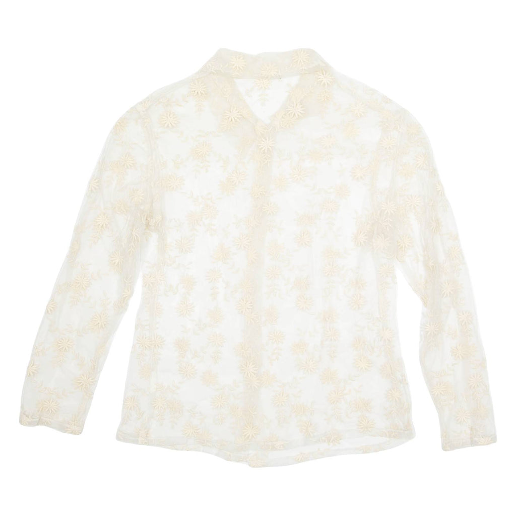 Sheer Womens Shirt White Long Sleeve Floral S