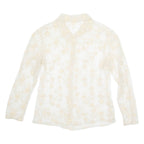 Sheer Womens Shirt White Long Sleeve Floral S