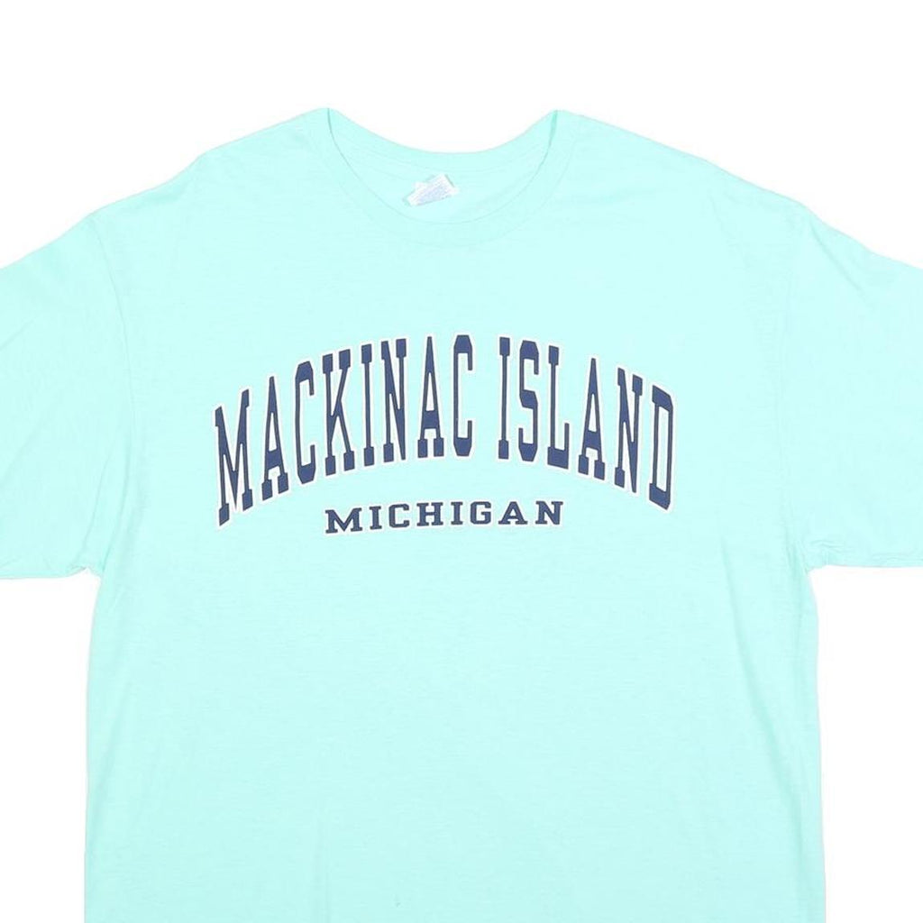 DELTA Mens Blue Mackinac Island Michigan Graphic T-Shirt XL Short Sleeve Crew