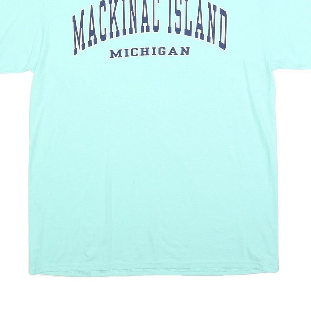 DELTA Mens Blue Mackinac Island Michigan Graphic T-Shirt XL Short Sleeve Crew