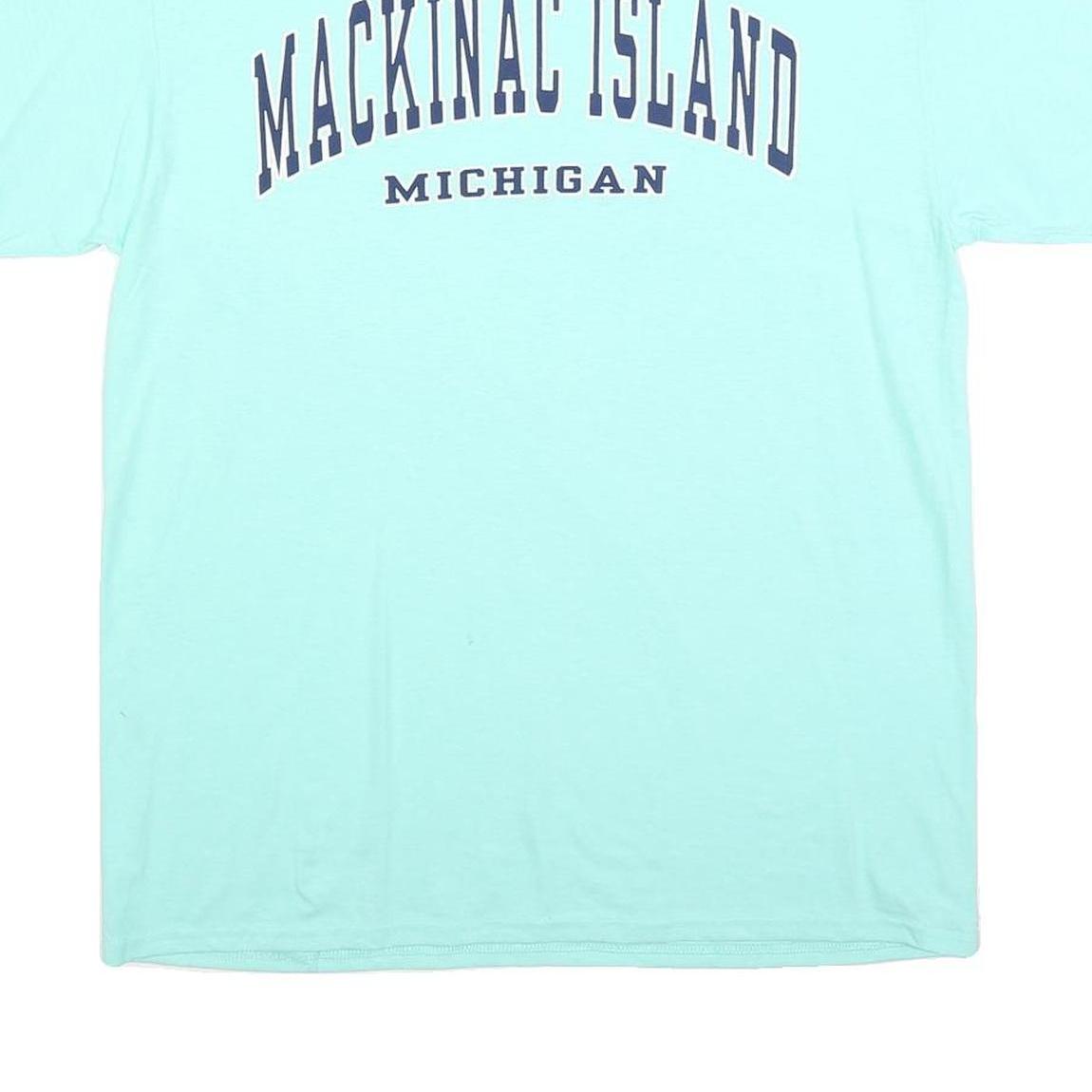 DELTA Mens Blue Mackinac Island Michigan Graphic T-Shirt XL Short Sleeve Crew