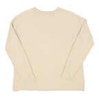 HOBBS LONDON Womens Cream Plain Cotton Blend Jumper Crew Neck Basic Knit S