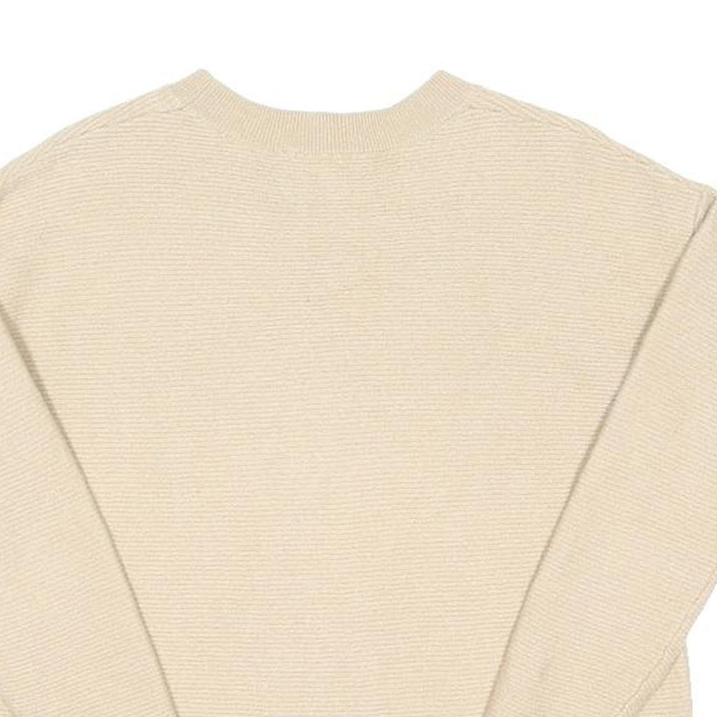 HOBBS LONDON Womens Cream Plain Cotton Blend Jumper Crew Neck Basic Knit S