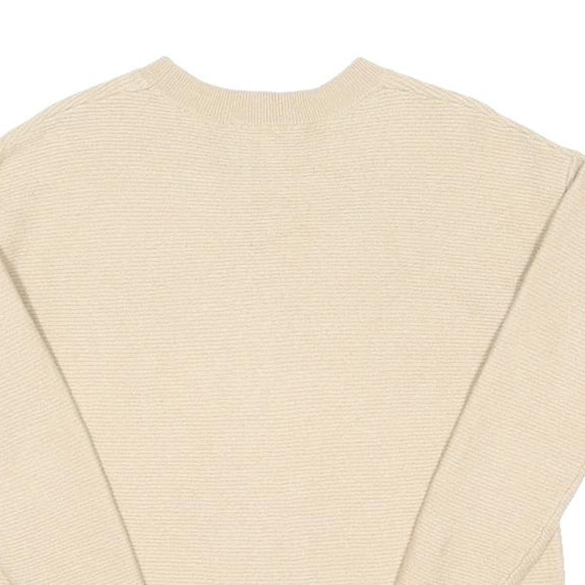 HOBBS LONDON Womens Cream Plain Cotton Blend Jumper Crew Neck Basic Knit S