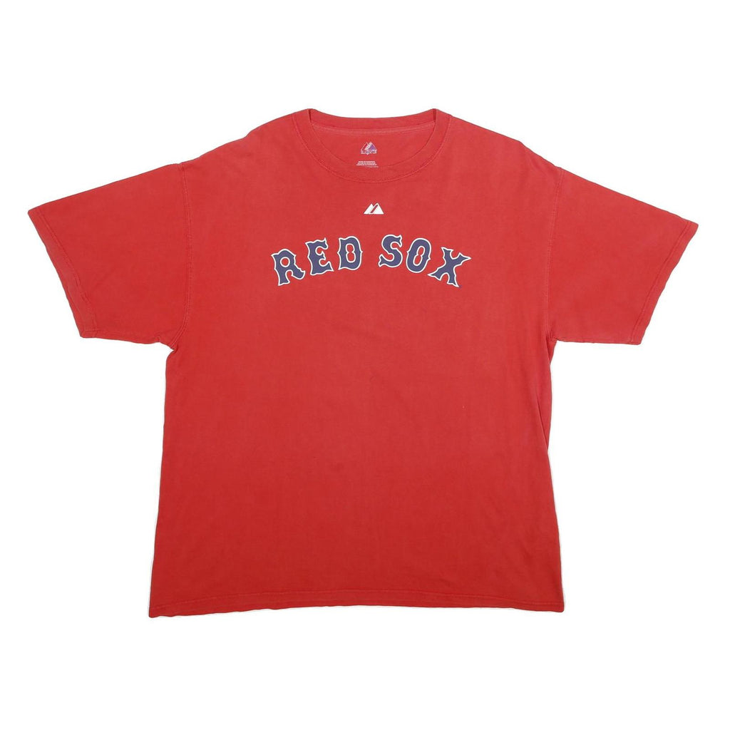 MAJESTIC Mens Red Sox Red Graphic T-Shirt XL Short Sleeve Crew Neck Ortiz 34