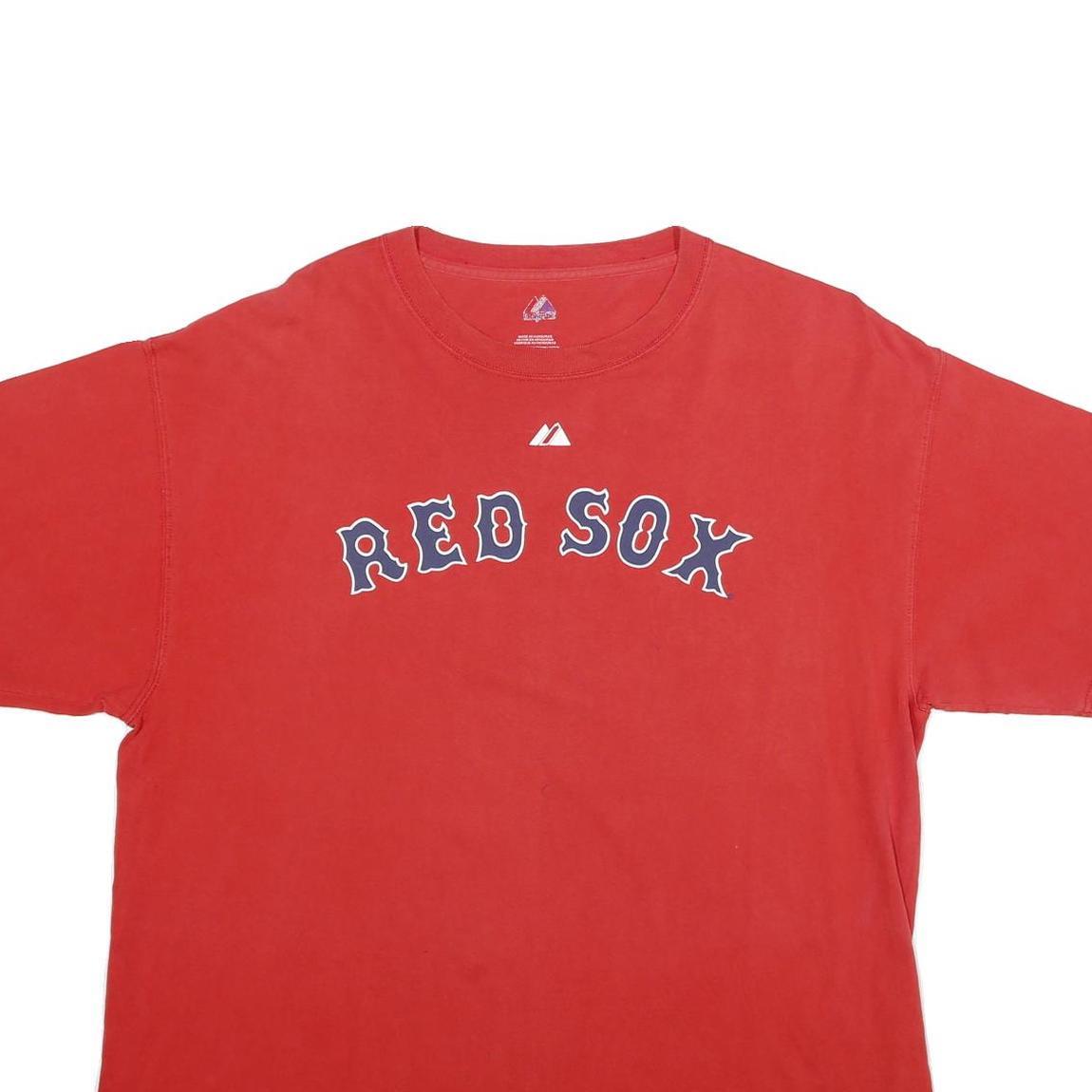 MAJESTIC Mens Red Sox Red Graphic T-Shirt XL Short Sleeve Crew Neck Ortiz 34