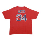 MAJESTIC Mens Red Sox Red Graphic T-Shirt XL Short Sleeve Crew Neck Ortiz 34