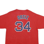 MAJESTIC Mens Red Sox Red Graphic T-Shirt XL Short Sleeve Crew Neck Ortiz 34