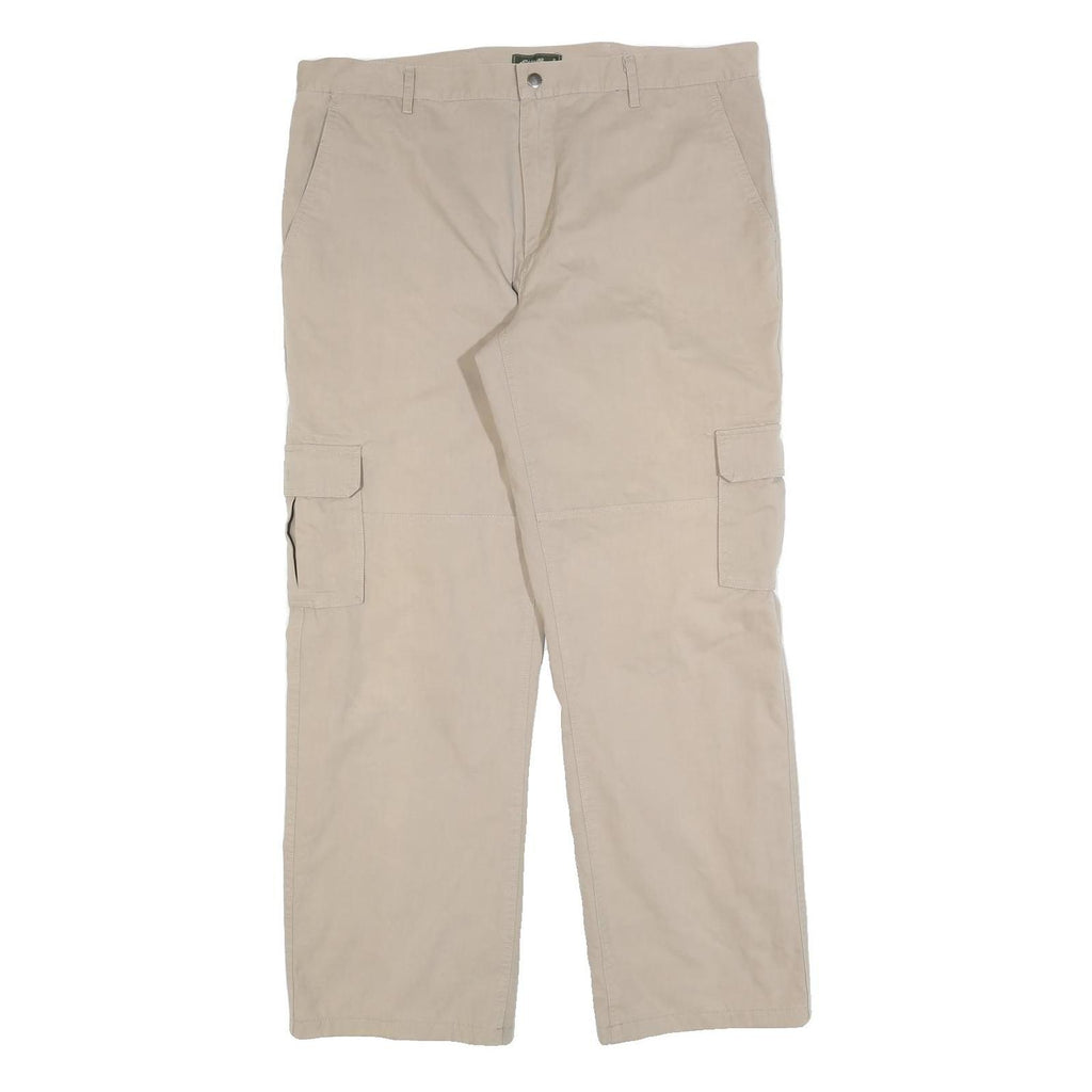EDDIE BAUER Mens Cotton Blend Beige Regular Fit Cargo Trousers W38 L32 Casual