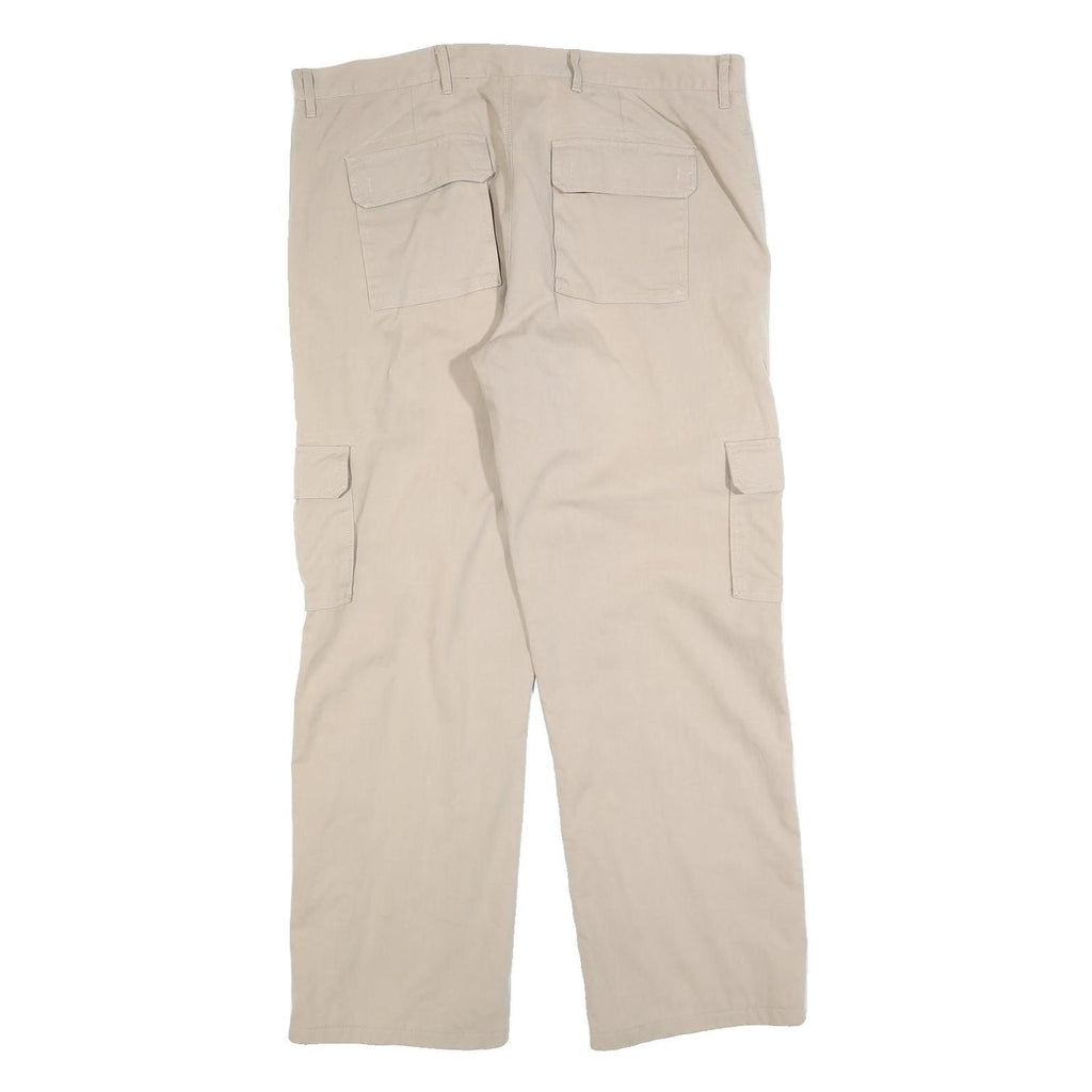EDDIE BAUER Mens Cotton Blend Beige Regular Fit Cargo Trousers W38 L32 Casual