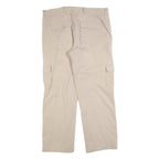 EDDIE BAUER Mens Cotton Blend Beige Regular Fit Cargo Trousers W38 L32 Casual