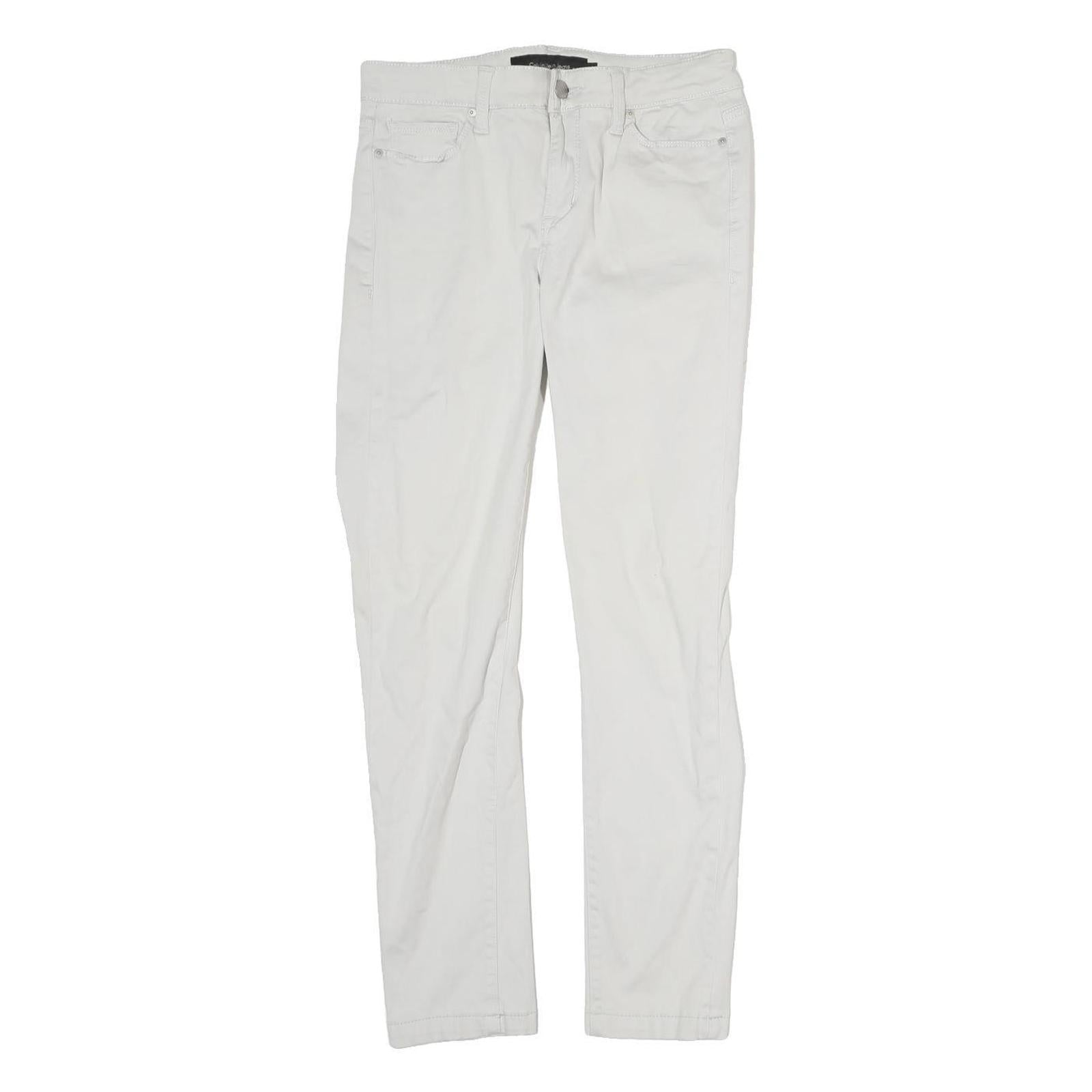 CALVIN KLEIN JEANS Womens Cotton Blend White Slim Skinny Trousers W28 L27