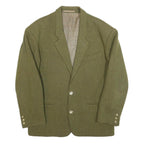 ESPRIT Mens Green Herringbone Blazer Classic Fit M Wool Blend Woven Button