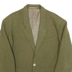 ESPRIT Mens Green Herringbone Blazer Classic Fit M Wool Blend Woven Button