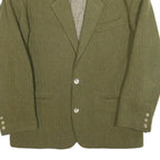 ESPRIT Mens Green Herringbone Blazer Classic Fit M Wool Blend Woven Button