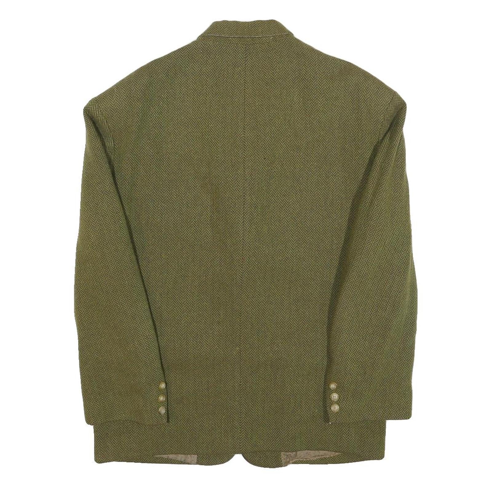 ESPRIT Mens Green Herringbone Blazer Classic Fit M Wool Blend Woven Button