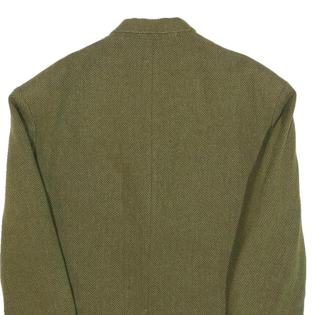 ESPRIT Mens Green Herringbone Blazer Classic Fit M Wool Blend Woven Button