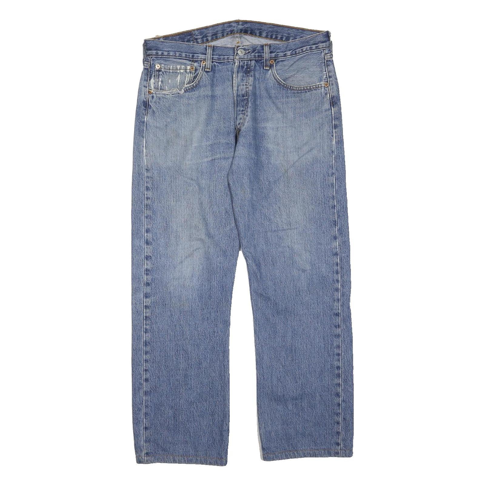 LEVI'S 501 Mens Jeans Blue Regular Straight Denim Medium W33 L28 Classic Button