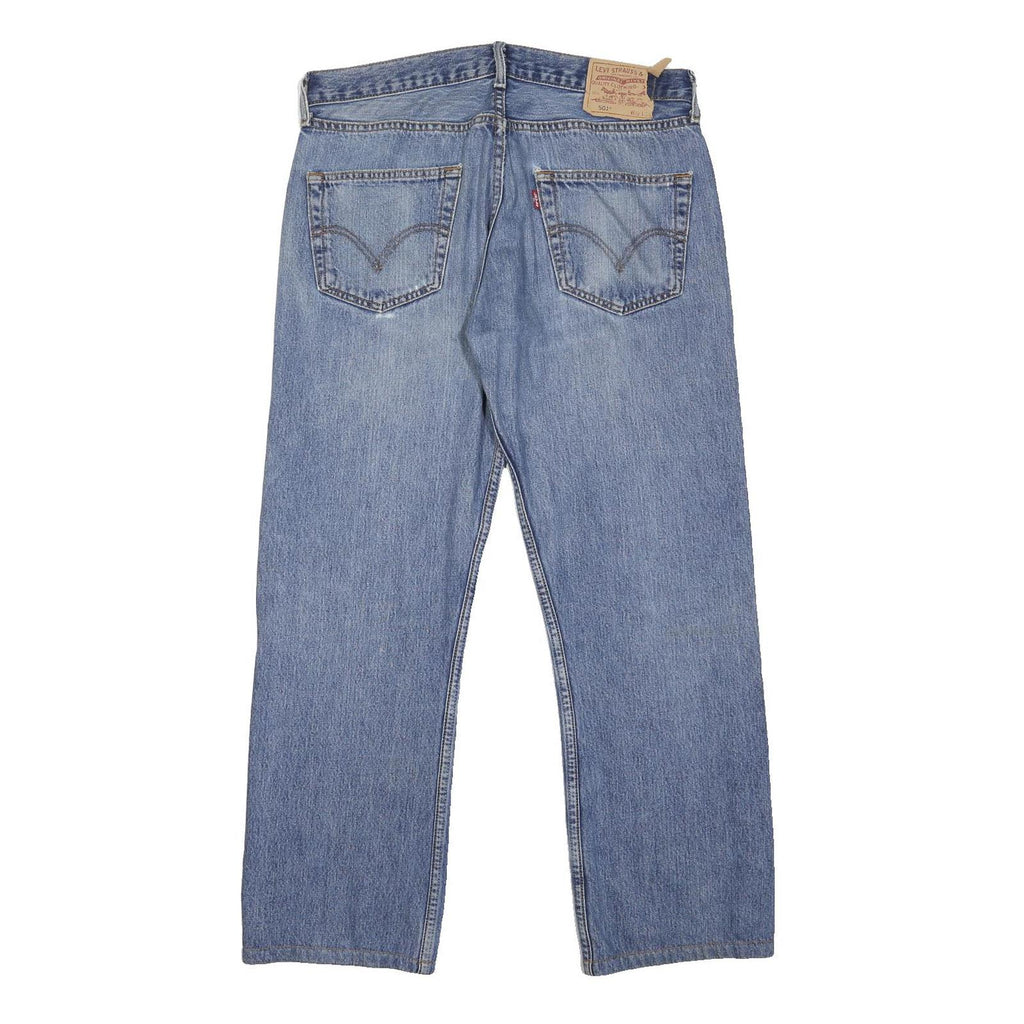 LEVI'S 501 Mens Jeans Blue Regular Straight Denim Medium W33 L28 Classic Button