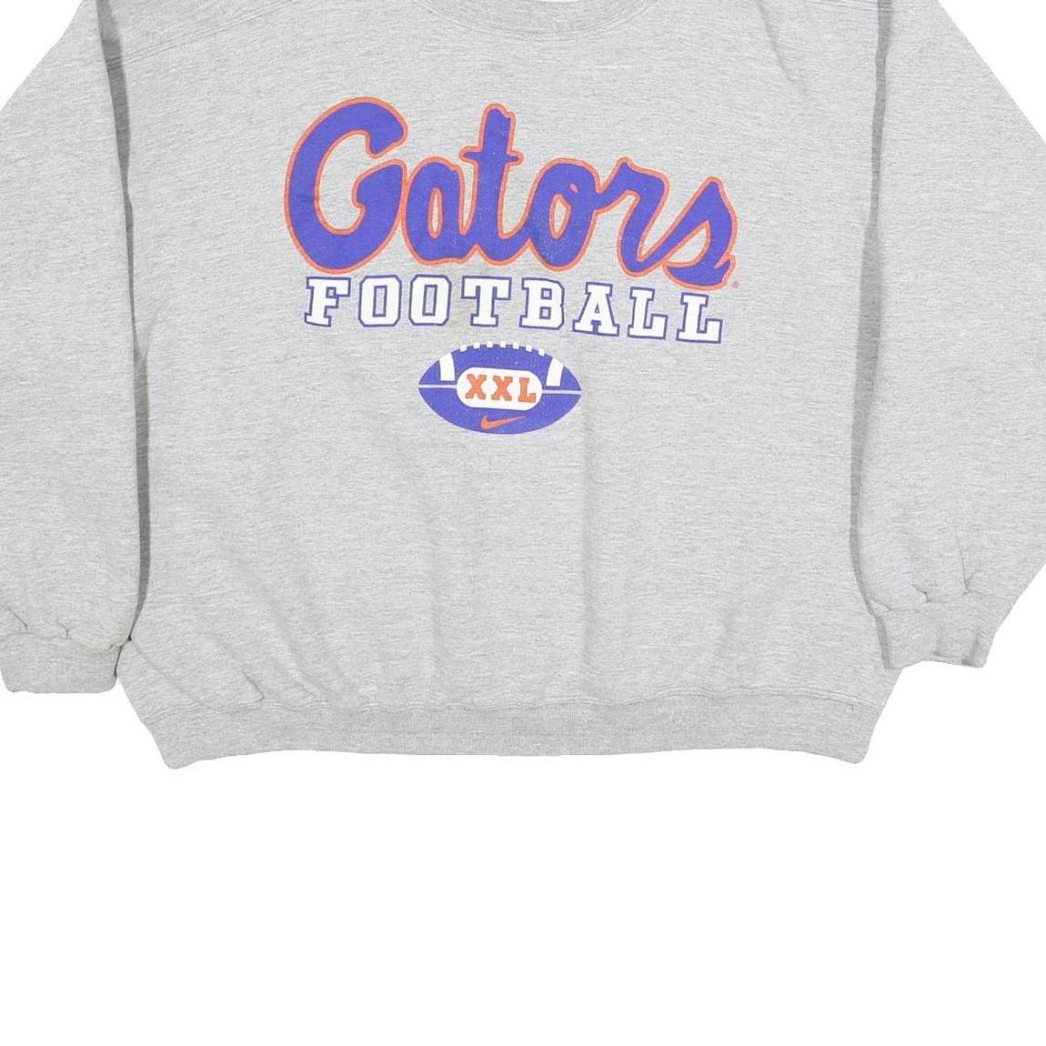 NIKE Mens Grey Gators Football Crew Neck XL Sweatshirt Cotton Blend Pullover