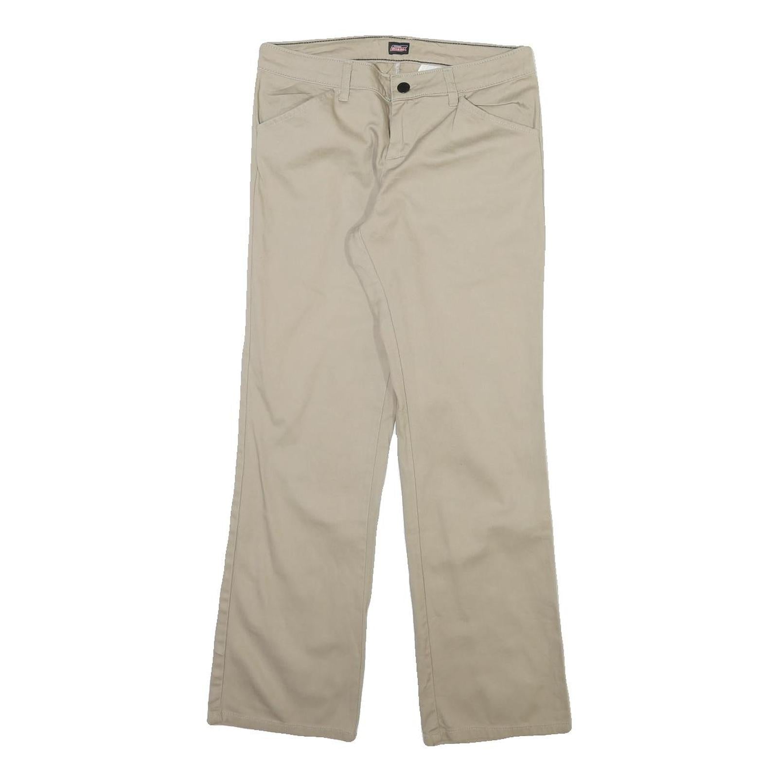 DICKIES Mens Cotton Blend Beige Regular Fit Straight Leg Trousers W30 L29 Casual