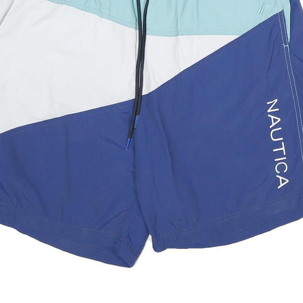 NAUTICA Mens Shorts Blue & White Colourblock Casual L W32 Swimwear