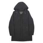WOOLRICH Womens Black Jacket M Cotton Blend Hooded Zip Up Casual Outerwear