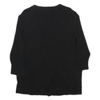 MERONA Womens Black Plain Jumper Crew Neck Basic Knit M Cotton Blend Button Up