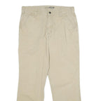 CARHARTT Mens Beige Relaxed Straight Trousers W34 L32 Cotton Blend Zip Workwear