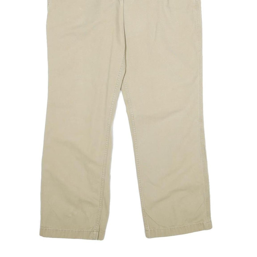 CARHARTT Mens Beige Relaxed Straight Trousers W34 L32 Cotton Blend Zip Workwear