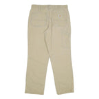 CARHARTT Mens Beige Relaxed Straight Trousers W34 L32 Cotton Blend Zip Workwear