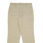 CARHARTT Mens Beige Relaxed Straight Trousers W34 L32 Cotton Blend Zip Workwear