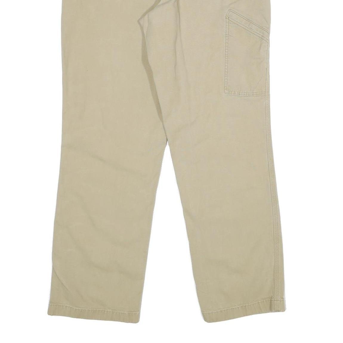CARHARTT Mens Beige Relaxed Straight Trousers W34 L32 Cotton Blend Zip Workwear