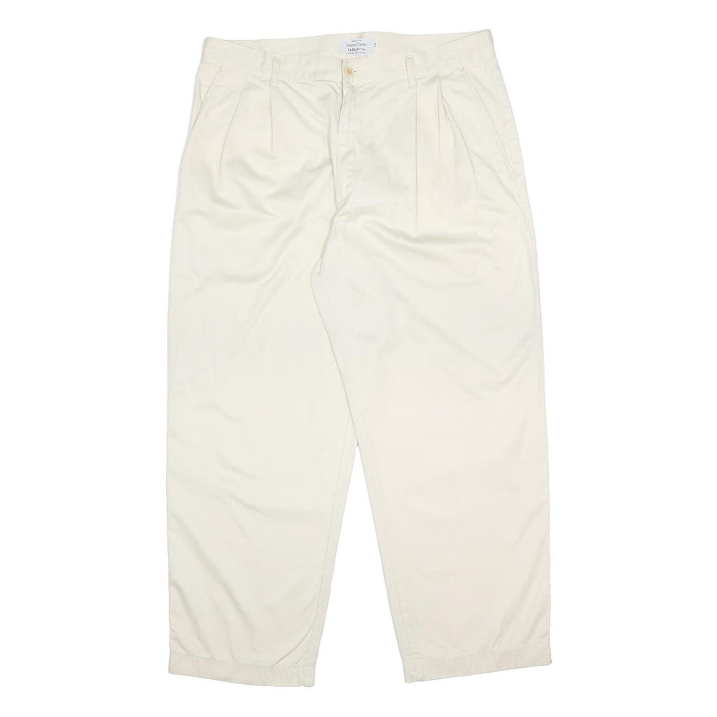 BENETTON Mens Cotton White Relaxed Tapered Trousers W36 L28 Casual Wear