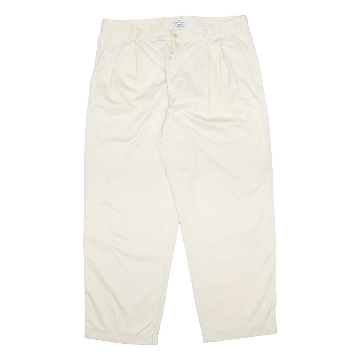 BENETTON Mens Cotton White Relaxed Tapered Trousers W36 L28 Casual Wear