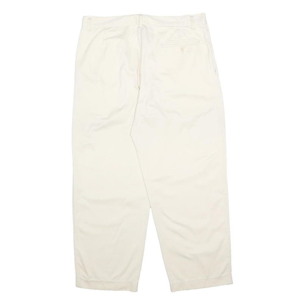 BENETTON Mens Cotton White Relaxed Tapered Trousers W36 L28 Casual Wear