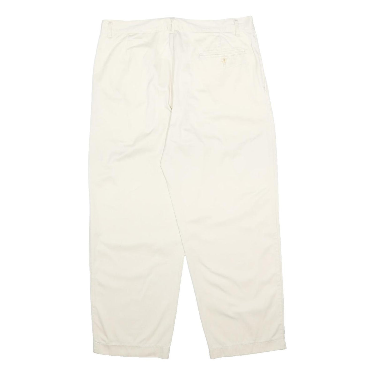 BENETTON Mens Cotton White Relaxed Tapered Trousers W36 L28 Casual Wear