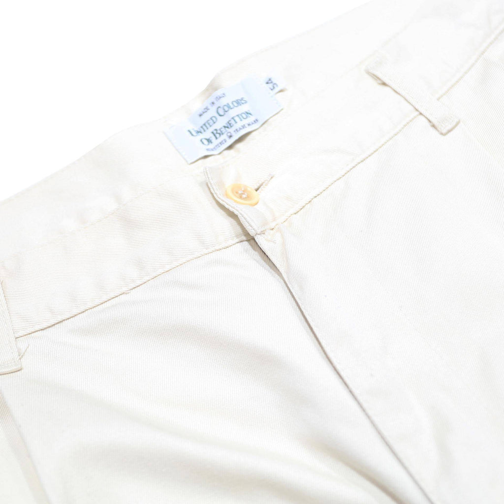 BENETTON Mens Cotton White Relaxed Tapered Trousers W36 L28 Casual Wear