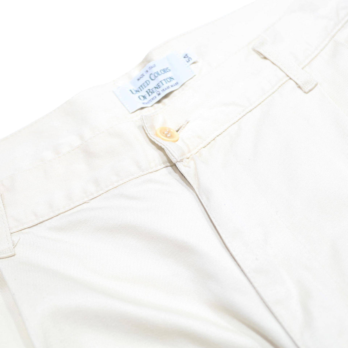 BENETTON Mens Cotton White Relaxed Tapered Trousers W36 L28 Casual Wear
