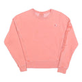 CHAMPION Womens Pink Crew Neck XS Cotton Blend Pullover Sweatshirt Logo Sleeve