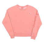 CHAMPION Womens Pink Crew Neck XS Cotton Blend Pullover Sweatshirt Logo Sleeve
