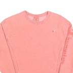 CHAMPION Womens Pink Crew Neck XS Cotton Blend Pullover Sweatshirt Logo Sleeve